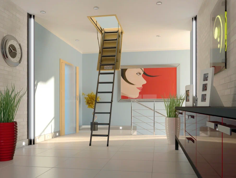 Лестница складная металлическая Fakro Smart LMS 60x130x305 — фото, характеристики