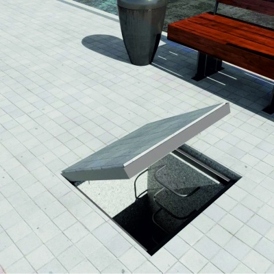 Люк тротуарный под брусчатку с амортизаторами Бродвей 900х900х90 нагрузка до 5т детальное фото