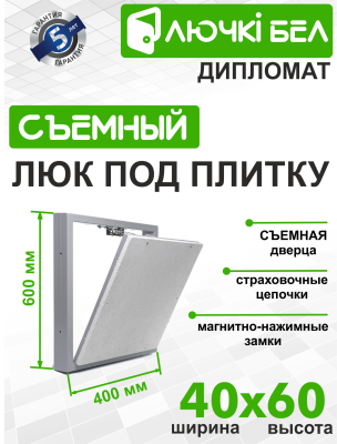 Фото Люк под плитку со съемной дверцей Дипломат 40-60 в интернет-магазине kupiluki.by