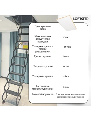 Лестница ножничная металлическая LOFTSTEP LCS (CH) 80*100/300 детальное фото