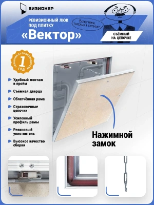 Съемный люк под плитку Вектор 80х40 детальное фото