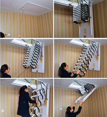 Лестница ножничная металлическая LOFTSTEP LCS (CH) 70*90/300 детальное фото