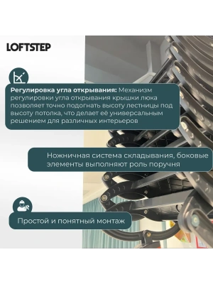 Лестница ножничная металлическая LOFTSTEP LCS (CH) 70*90/300 детальное фото